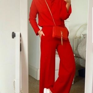 Zara XXL bright red cowl neck top bloggers fav